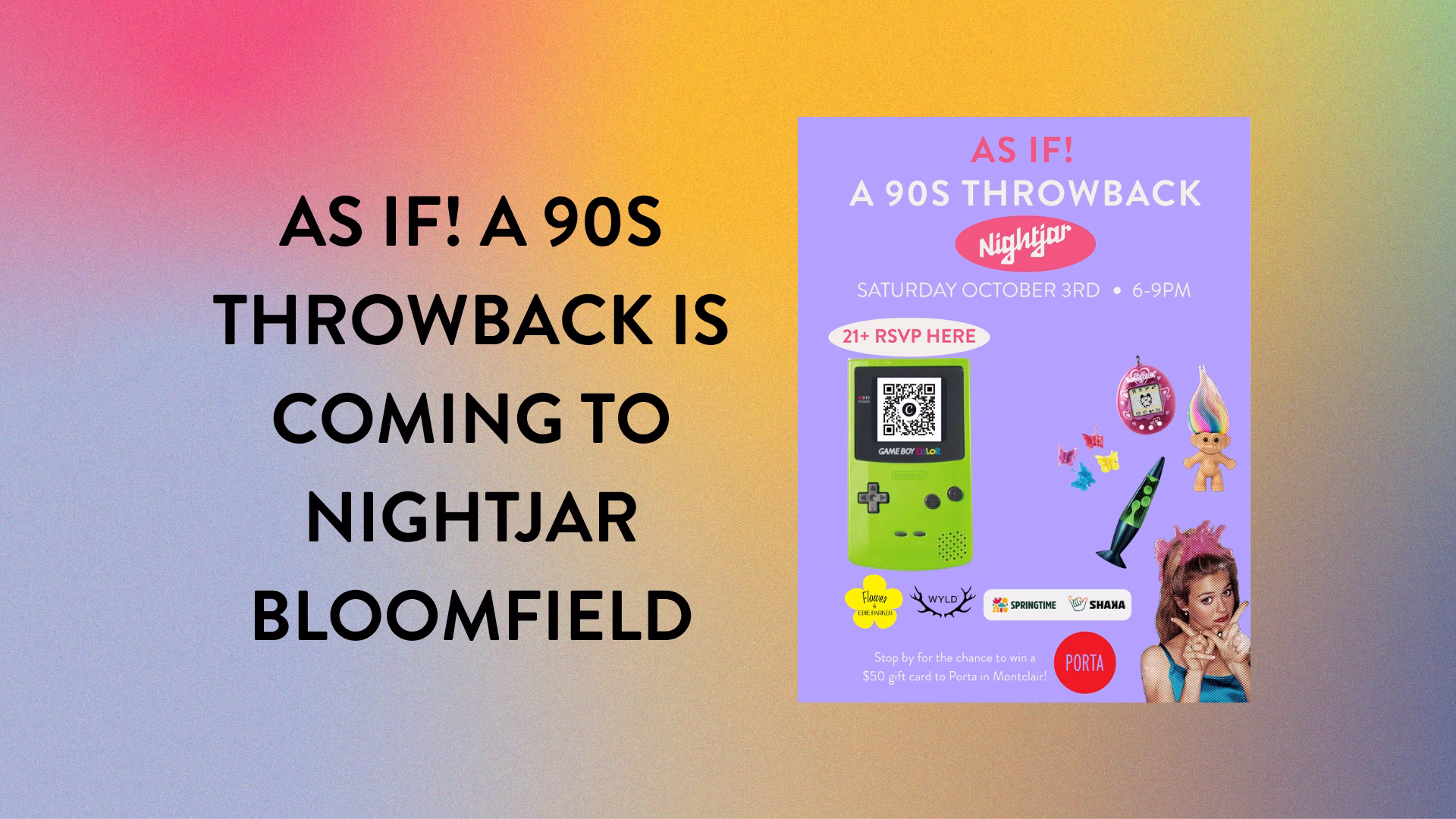 As If! A 90s Throwback event at Nightjar Cannabis Bloomfield featuring Edie Parker, Wyld, and Shaka & Springtime